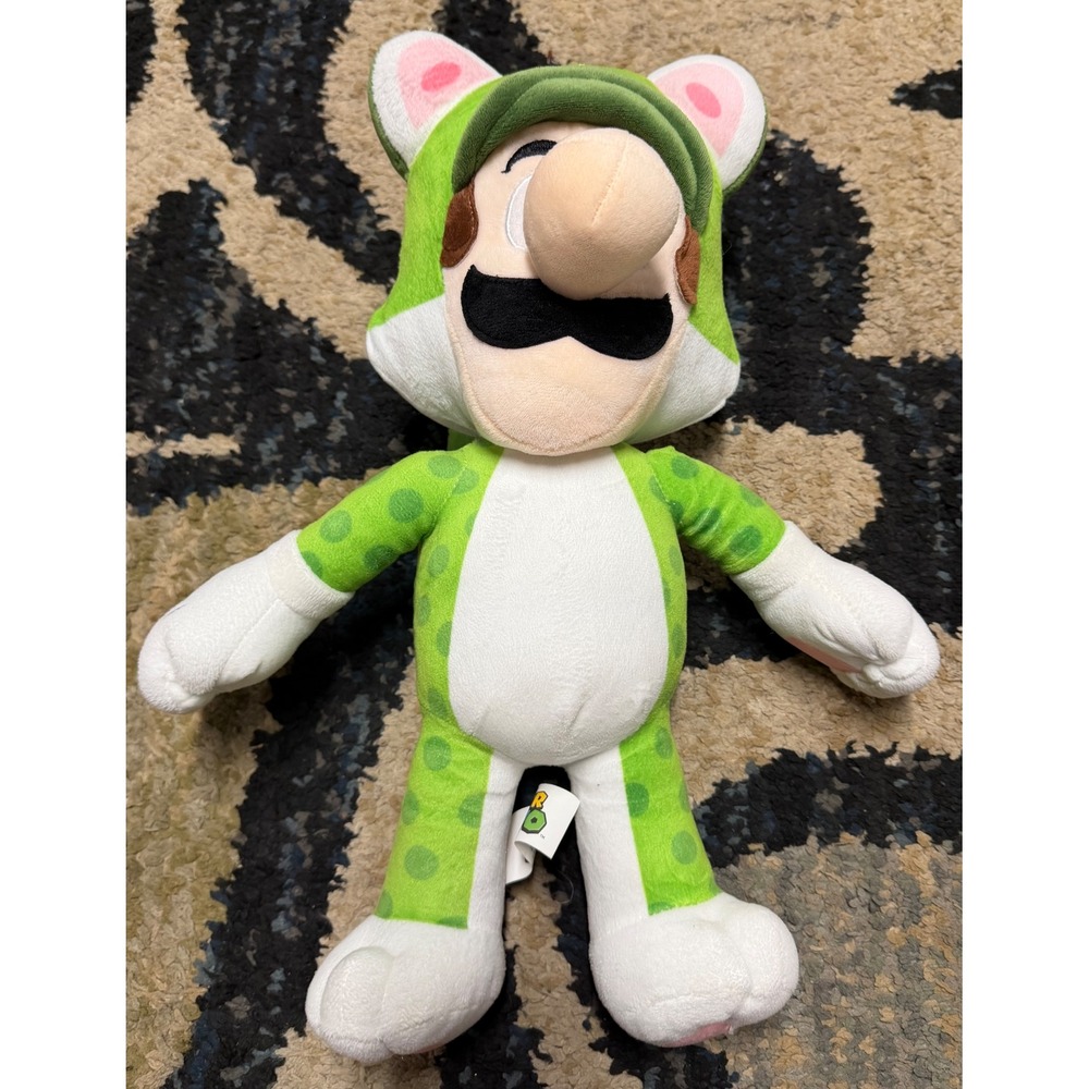 Nintendo Super Mario Cat Luigi Plush 15 Inch Green Spotted Suit Stuffed Toy 2020